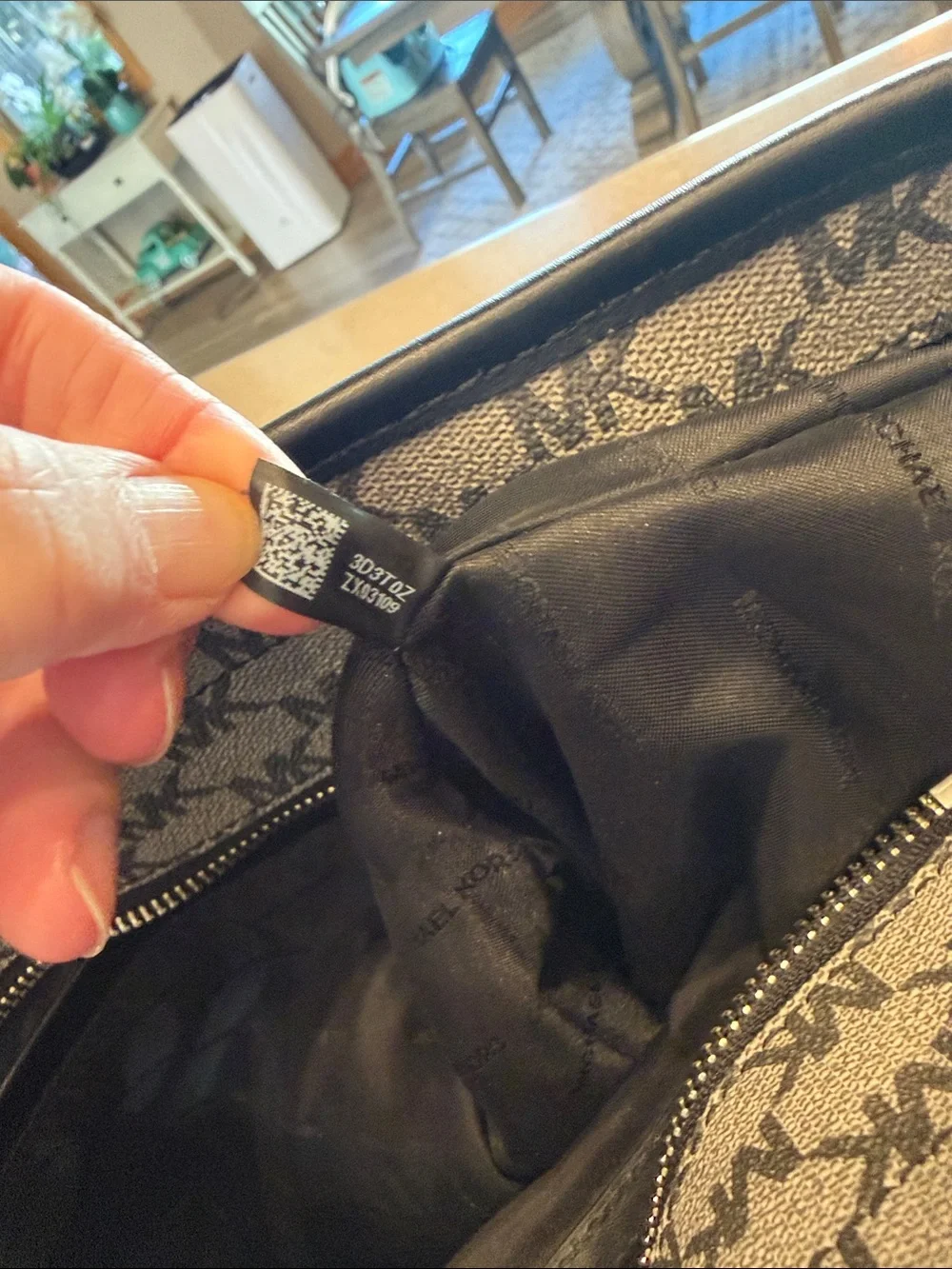 Michael Kors Black &Gray MK Logo Tote with Black Handles large